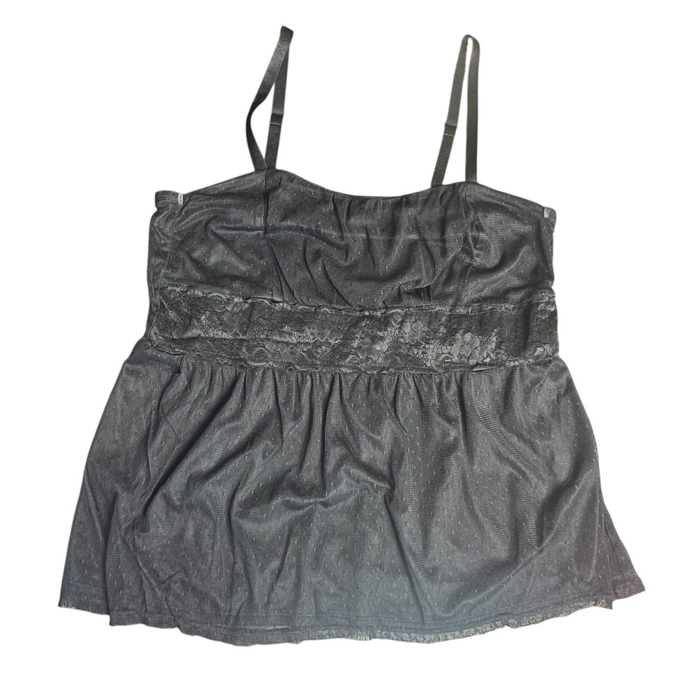 Torrid Black Swiss Dot Mesh Lace Empire Waist Camisole Top Size‎ 0X  (XL)